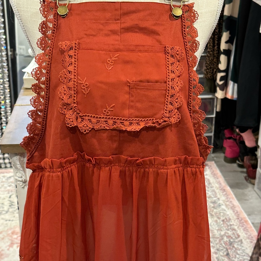 Rust Orange Lace Trim Skirt